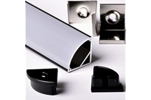 AFTERTECH 1x 2metri 1616N 16x16mm PROFILO ALLUMINIO ANGOLARE NERO PER STRISCE STRIP LED BARRA RIGIDA 2m 2MT + COPERTURA (1x 2metri 1616nero fog)