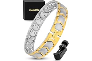 ‎MAGNETRX MagnetRX® Ultrastarkes Magnetarmband – Magnetbänder für Herren – Herrenarmband längenverstellbar mit Größenbestimmungswerkzeug (Silber & Gold)