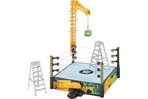 MATTEL WWE Money In The Bank Cash-In Ring Playset with 2 Play Modes & 40+ Sounds & Phrases, Includes Launcher Crane, Ladders & Briefcase, 13-Inch x 20-Inch, JGR83
