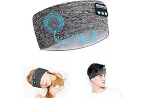 SUNFRY Bandeau Sommeil Bluetooth Écouteurs Casque sans Fil Bandeau de Sport avec 10 White Noise & HD Stéréo Haut-parleurs, Masque de Nuit pour Latéraux, Voyage, Méditation, Christmas Cadeaux pour Homme Femme