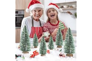 PRZRAO 9 Stück Mini Weihnachtsbaum Deko Klein Tannenbäume Grün, 3 Größe Weihnachtsbäumchen Künstlich Mini Christmas Tree mit Holzsockel,Weihnachtsdeko Miniatur Tannenbaum Tischdeko zum basteln Puppenhaus