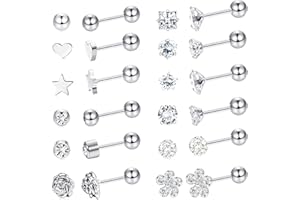 Milacolato 12 pares de Aretes de Bola de Acero Inoxidable con Juego de Barra de Cartílago Helix Piercing de Oreja 4 mm