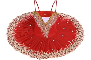 OBEEII Robe de Ballet Paillettes Broderies Ballet Tutu Justaucorps Danse Classique Gymnastique Léotard Costume 4-14Ans