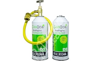 DESCONOCIDO Todoelectrico – Confezione di gas refrigerante organico per gasatore D2 sostitutivo R12/R134a, 311,8 g per aria condizionata più tubo più valvola rapida per auto