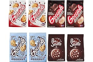 6 x Pavesi Barilla kex Gocciole testpaket Choklad Dark Coconut Biscuits + 2 x Mulino Bianco Pan di ställ 350 g