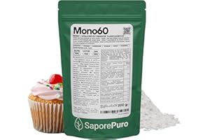 SaporePuro Mono60 – Mono- i Diglicerydy Kwasów Tłuszczowych 200 g – Roślinny, Bezglutenowy Emulgator Spożywczy do Lodów, Sorbetów, Margaryn, Kremów i Wyrobów Cukierniczych