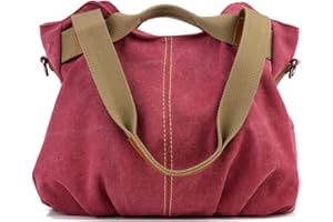 LOSMILE femmes Toile Sac d'épaule Sac à main bandoulière Sacs portés (rouge)