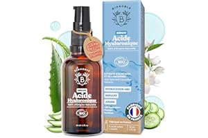 BIONOBLE Sérum Visage Acide Hyaluronique Pur certifié Bio - Soin Hydratant Anti-Âge et Anti-Rides avec Aloe Vera - Bouteille en Verre + Pompe - Serum Acide Hyaluronique Visage Made in France - 30ml