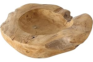 Boltze Miska z drewna tekowego (naczynie dekoracyjne w kolorze brązowym, drewno tekowe, 30 x 30 x 9 cm miska, okrągła)