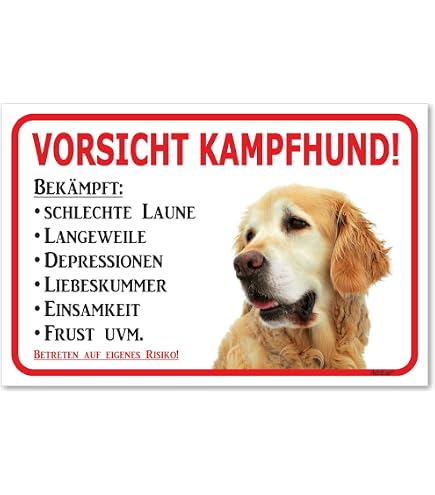 Türschild Aus Schiefer Für Golden Retriever Fans – 'Vorsicht Vor Dem Frauchen, Der Hund Ist Harmlos' | Graviert, Wetterfest, 22x16 Cm