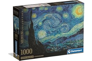 Clementoni - Puzzle pour Adultes 1000 Pièces, HQC Museum-The Starry Night Compact Box, Fabriqué en Italie, 37065