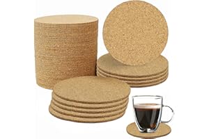 GUOML KAYEF Posavasos de Corcho - Pack de 50 Redondos, 10 cm de Diámetro, 3 mm de Grosor - Aptos para el Hogar, Bar y Restaurante