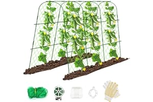 HOYEJYOU Treillis de Concombre pour Plate-Bande surélevée, Arche de Jardin en Forme de U pour Plantes grimpantes, Treillis à légumes en métal, Support Amovible pour tomates, courges et courges 165 x 122 cm