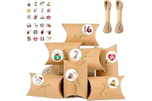 BELSVOR 2023 Calendrier de l'avent à Remplir, Calendrier de l'Avent à remplir soi-même, 24 boîtes, 24 autocollants et 2 paquets de ficelles, DIY Calendrier de l'Avent Vide pour Enfants ou Adultes