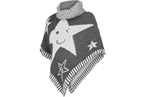 Danaest Bambini Ragazze Maglia Poncho Collo Alto (601)