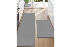 COLOR&GEOMETRY Color G Dywan kuchenny, 44 x 75 + 44 x 150 cm, sprężysty, antypoślizgowy, zmywalny, wygodny, wodoodporny, łatwy do czyszczenia, do kuchni, przed zlewem, do salonu, biura (szary)