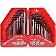 Hi-Spec 30pc Imperial & Metric Hex Allen Key Wrench Folding Set with Small & Large Sizes. Includes Mini 0.035” Up to Long 10mm