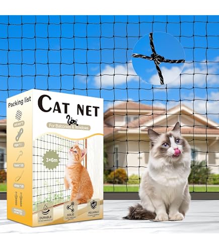 Rete Per Gatti Balcone ThreeDokke – Metallica Rinforzata 8x3m, Nero, Include Accessori Per Montaggio