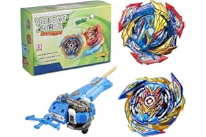 Netoke Toupie Bey Burst Turbo 4D Combinaison, avec Metal Fusion B-200 Lanceur, Jouets Classiques Enfants Cadeau, Modèle：B-163+B-193