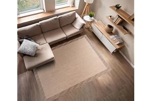 Alfombra Vinilica Antideslizante, Lavable y Resistente a manchas, Tejido Trenzado y Sin Pelo, Alfombra de vinilo perfecta para interiores y exteriores, STORESBASIC Marrón Claro 120x180