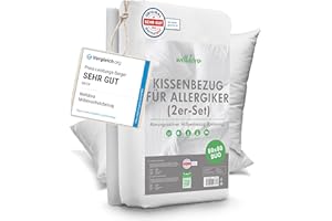 Welldora ǀ 2er-Set Milbenbezug Kissen 80x80 ǀ Allergiker Kissenbezug fachärztlich getestet ǀ Premium Encasing 80x80 cm gegen Milben & Bettwanzen ǀ Allergiker Bettwäsche