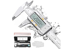 Mimajor Digital Vernier Caliper 150mm, Electronic Caliper Stainless Steel with LCD Screen Inch/Metric Conversion, 20cm Steel Ruler & Glove for Household/DIY/Jewelry/Woodworking Measuring Tool, Silver