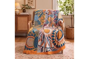 Chingcoo Boho överkast med fransar, färgglad: 200 x 230 cm