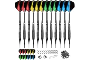 WayArrival Soft Darts,12 Pack 18g Soft Tip Darts for Electronic Dart Board with Aluminum Shafts, Plastic Tip Darts for Home&League Use, Complete Soft Tip Dart Accessories Kit for Lasting Practice&Fun