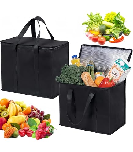 Sac Isotherme Pliable 35 L – Grand Sac Fraîcheur Pour Pique-Nique, Voiture, Camping, Courses – Isolation Aluminium – Noir