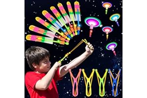 xinrongda Helicóptero Vuelo Juguete, 20 Piezas Led Lanzador De Cohetes, Led Tiradores De Helicóptero, Noche Volando Juguete De Luminosos, Helicóptero Juguete De Tirachinas para Niños y Adultos