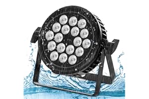 U`KING UKing RGBW Par LED Impermeabili IP65, 18LED x10W Luci da Palco Esterni Discoteca Effetti con Impermeabile Cavo, Faretti Luci di Scena per Matrimoni all'Aperto Concerto Feste Halloween Natale