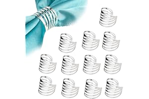 Feyarl 12 Pcs Silver Napkin Rings Metal Handcraft Napkin Holders for Wedding Party Candlelit Banquet Dinner Festival Table Decor