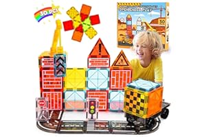 iKidiki Toys for 2 3 4 5 6 Year Old Boys Girls, Magnetic Tiles Road 2-6 Year Old Boy Girls Gifts Magnetic Building Blocks Kids Toys Age 2-6 Construction Toys