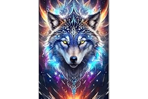 DPHERO 5D Bricolage Loup Diamond Painting, DIY Broderie Fantaisie Diamant Painting Kit Complet,Pays des Rêves Kits de Peinture sur Diamant Point de Croix Painting pour Adultes Débutants 30x40 cm