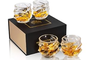KANARS 4 Pièces Verre a Whisky, Verres à Whiskey en Cristal pour Scotch, Martini, Whisky, Cognac, Belle Boîte Cadeau, 320 ml