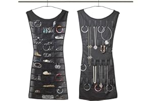 TEMPO DI SALDI Cutefly Wieszak na biżuterię w stylu sukienki, organizer, dwustronny, na łańcuszki, pierścionki i kolczyki z wieloma kieszeniami