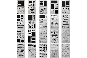 JANE CHOI Stencil In Plastica, 20 Pzs Bullet Gazzetta Lettere E Numeri Alfabeto Bullet Stencil Set,Planner Stencil Per Diari, Giornali, Lavori Di Scrapbooking E Fai Graffiti Stencil Bambini/Adulto Pittura