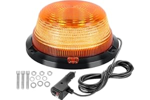RIGIDON 6.3Inch LED Emergency Strobe Light, 12V-24V Amber 90 LED Warning Safety Flashing Beacon Lights with Magnetic and 9 ft Cord for Truck Vehicle Forklift Tractor Golf Carts Car Bus