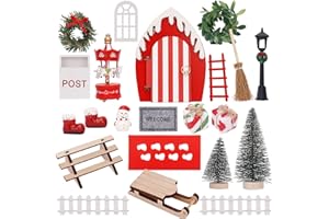 YOMISEE Gnome Door Set, Gnome Accessories, Gnome Door, Complete Set, with Fairy Door, Letter Boxes, Boots, Ladder, Christmas Tree DIY Decoration for Christmas