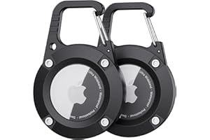 DLENP Holder for AirTag, 2-Pack Waterproof Keyring with Apple Airtag, Durable Scratch-Resistant Airtag Keychain Secure Holder with Lock Case Protective Cover Accessories for Keys, Luggage, and More-Black