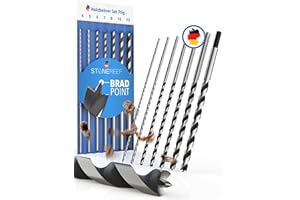 STONE REEF Set di punte per legno professionali - 7 pezzi con custodia - Trapano a serpente Ø4, 5, 6, 8, 10, 12 x 230mm