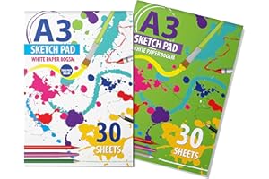 G4GADGET 2 Packs of A3 Sketchbook Drawing Paper - Kids Coloring Book and Art Paper - Easy to Use Doodle Pad with 80 GSM 30 Sheets Each Total 60 Sheets,Packaging May Vary