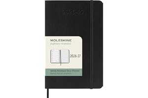 Moleskine Veckokalender 2026–2027 – 18-månaders kalender med anteckningsområde, mjukt omslag och gummibandslås, färg svart, f