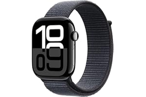 Apple Watch Series 10 (GPS 46 mm) Smartwatch mit Aluminiumgehäuse in Diamantschwarz und Sport Loop in Tinte (One Size). Fitnesstracker, EKG App, Always-On Retina Display, CO₂ neutral