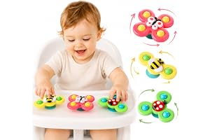 TOY GARDEN Suction Cup Spinner Toys with Silicone Pop Bubble Design Colorful Suction Spinning Top Set with Rattle Sound and Strong Suction for Bathtub Window Table or Floor Play