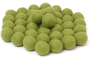 Glaciart One Filzkugeln aus Wolle, Filz Pom Poms (40 Stück) 1 Zentimeter - 0,4 Zoll, handgefertigte Reine Peridot Farbe - Große Menge für Filzen und Girlanden
