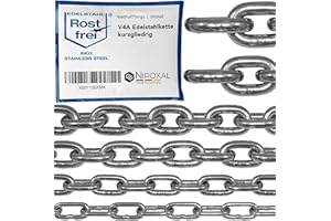 ‎NIETFULLTHINGS 4 meter 3mm starke Ankerkette Meterware V4A Metallkette kurzgliedrig am Stück Schaukel Ketten A4 DIN 56856 Eisenkette DIN 766 rostfreie Absperrkette Kette Edelstahl 4m
