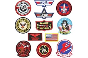 Meetlight Toppa in ferro Top Gun, Toppe TOMCAT, ricamato Air Force Marine Corps Army Patches, patch tattico militare per giacca Jeans Uniformi 12 Pezzi