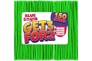 Blue Squid Limpiadores de tuberías Craft Chenille Tallos – 150 Piezas de Limpieza, proyectos de Arte y Manualidades, Manualidades para niños, Piezas extralargas, Colores de Manualidades Brillantes