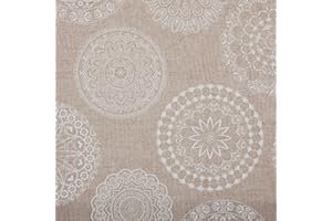 Kt KILOtela - Tissu Toile Imprimé, Décoration Intérieure, Assises de Fauteuils, Rideaux, Coussins, Galettes de Chaises, 100 cm Longueur x 280 cm Largeur, Mandalas Tattoo, Beige - 1 Mètre